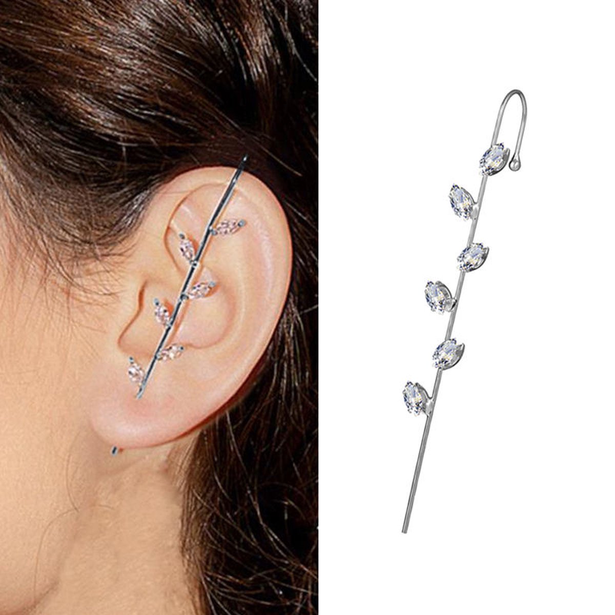 Dear Lune - Earring Piercing - 1 piece - Oorbel - Hook Earrings - Zirconia - Simple - Elegant - Style 008