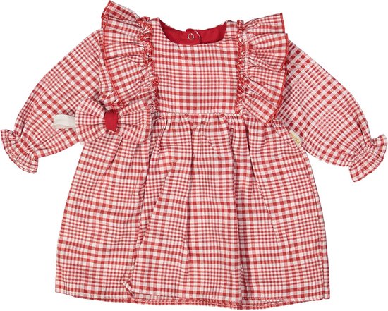 jurkie - meisje jurk - maat 74/80 - geruide - rood - baby girl - baby meisje
