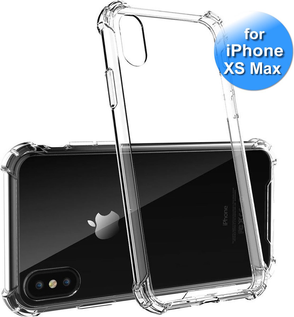 iPhone Xs MAX Hoesje Transparant Siliconen Anti Shock- iPhone Xs MAX Case - iPhone Xs MAX - Transparant- Anti Shock Case
