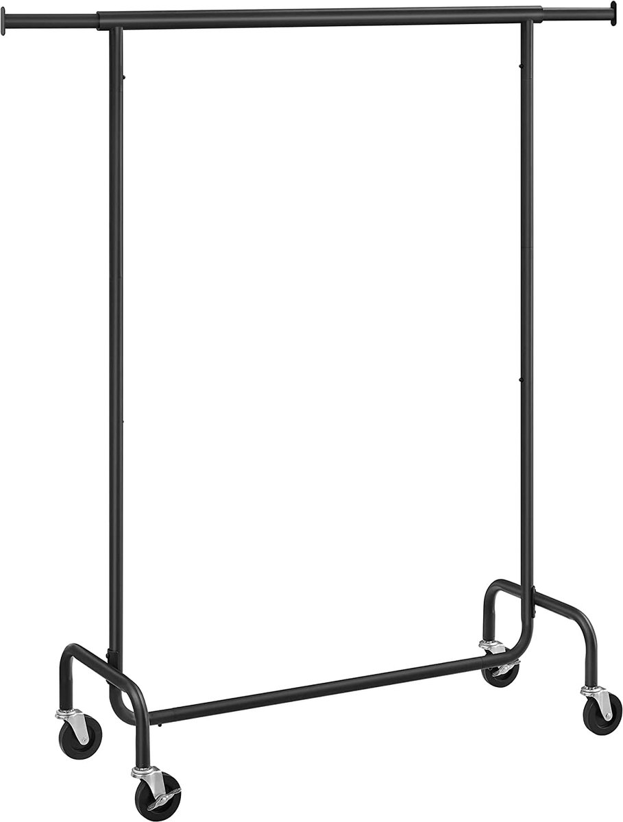 AZURU Kledingrek op wieltjes - Metaal - Zwart - 160 x 110 x 45 cm