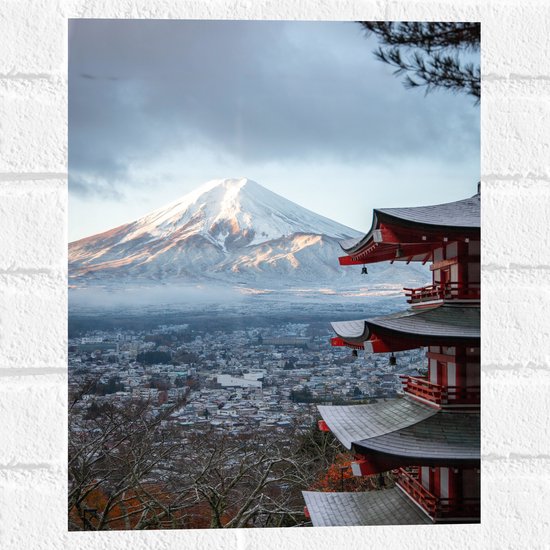 WallClassics - Muursticker - Hoogste Berg van Japan - Fuji - 30x40 cm Foto op Muursticker
