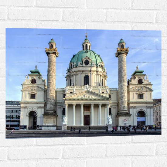 WallClassics - Muursticker - Karlskirche Kerk in Oostenrijk - 80x60 cm Foto op Muursticker