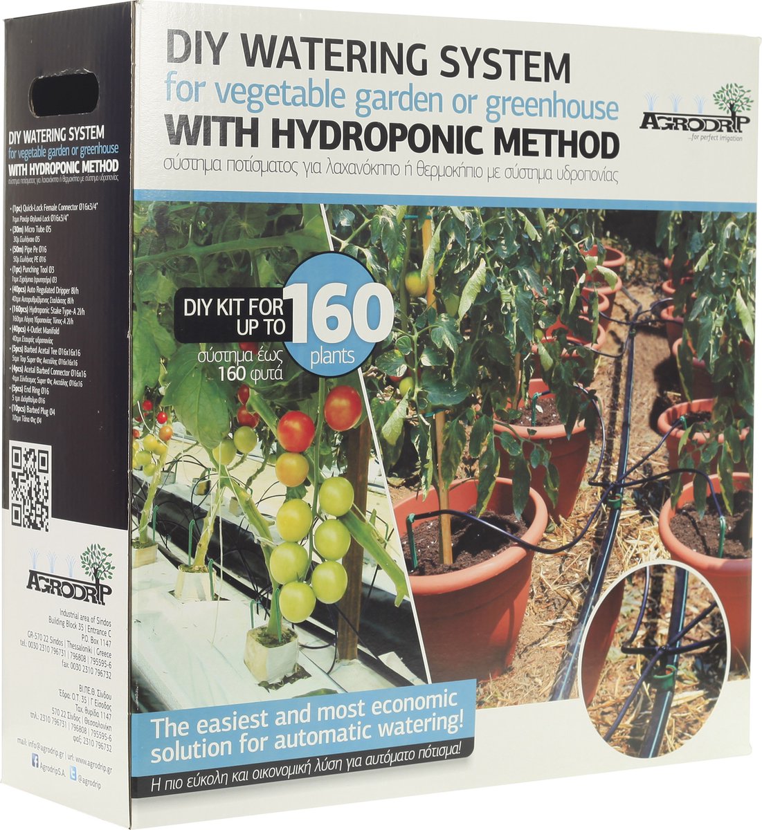Agrodrip - Hydroponic irrigatiesysteem set voor moestuin of kas - voor 160 planten