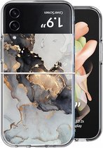 Samsung Flip 4 Hoesje - Samsung Galaxy Z Flip 4 Back Cover Siliconen Case Marmeren Hoes Wit