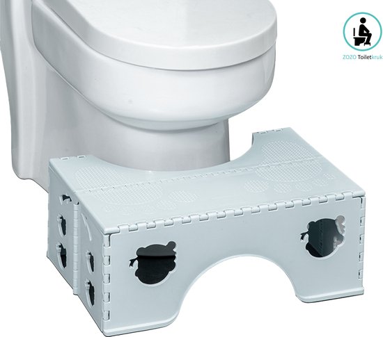 ZOZO ToiletSquat® - WC krukje - Pottyopstapje - Opstapkrukje - Squatty WC kruk - Opvouwbaar - Grijs - Anti-slip - 40X30X18CM - Zozo