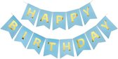 Slinger Happy Birthday – Babyblauw – 250cm – 15*12 cm – Verjaardag Feestje Kinderfeest – Vlaggetjes