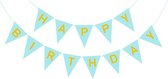 Slinger Happy Birthday – Blauw – 250cm – 18.2*13.2 cm – Verjaardag Feestje Kinderfeest – Puntvlaggetjes