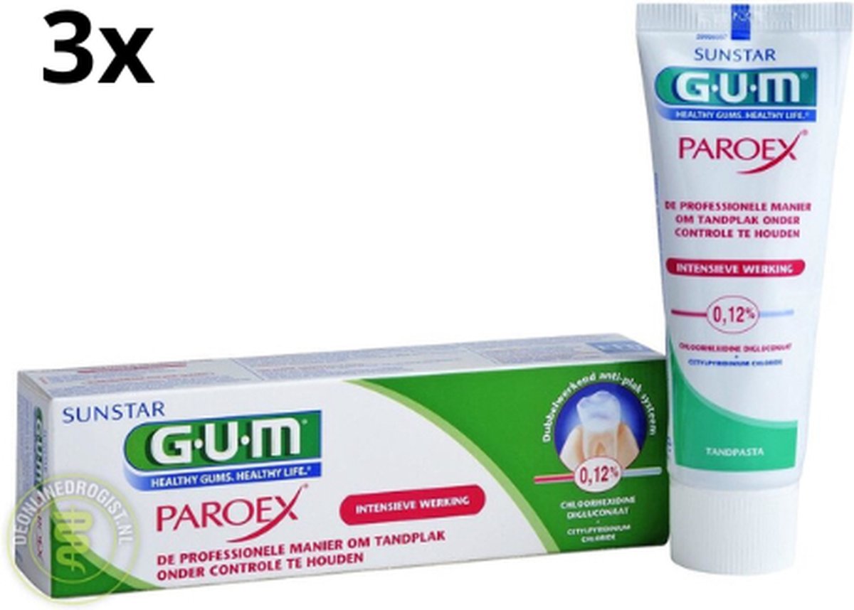 Goedkoopste 3x GUM Paroex 0,12 Chloorhexidine Tandpasta - 75 ml