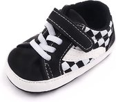 Baby schoentjes - babysneakers van Completebabyuitzet - klittenband met veter - Schoenmaat 19-20 – 6-12 maanden (12cm) - zwart, wit