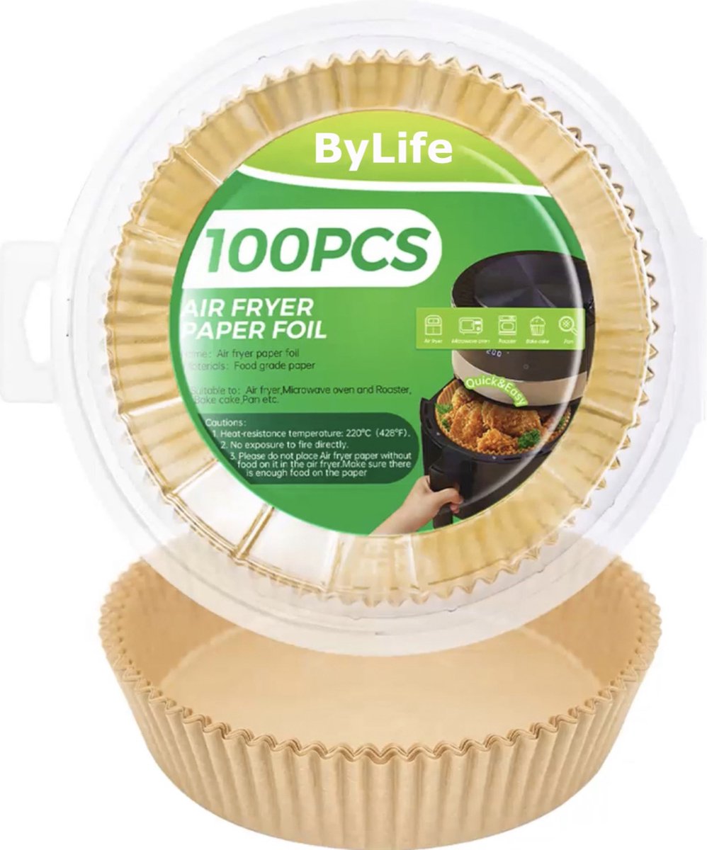ByLife® Airfryer Bakpapier - Wegwerpbakjes voor Airfryer - 100 stuks - 20 CM