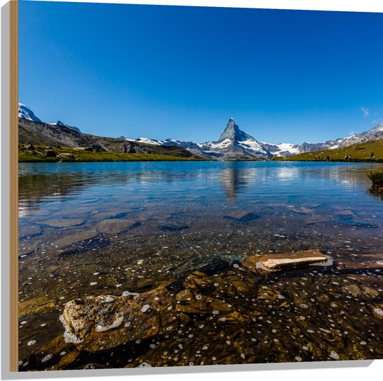 Hout - Prachtig Landschap in Zwitserland - 80x80 cm - 9 mm dik - Foto op Hout (Met Ophangsysteem)