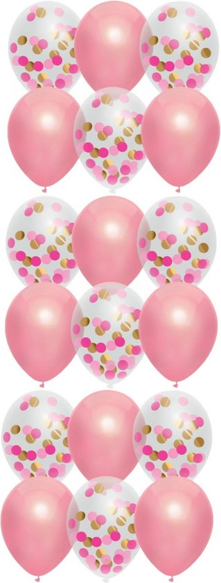 Haza Ballonnen - roze kleurenmix verjaardag/geboorte meisje - 18x stuks