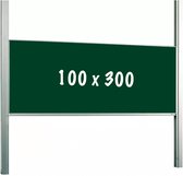 Krijtbord PRO - In hoogte verstelbaar - Enkelzijdig bord - Schoolbord - Eenvoudige montage - Geëmailleerd staal - Groen - 100x300cm