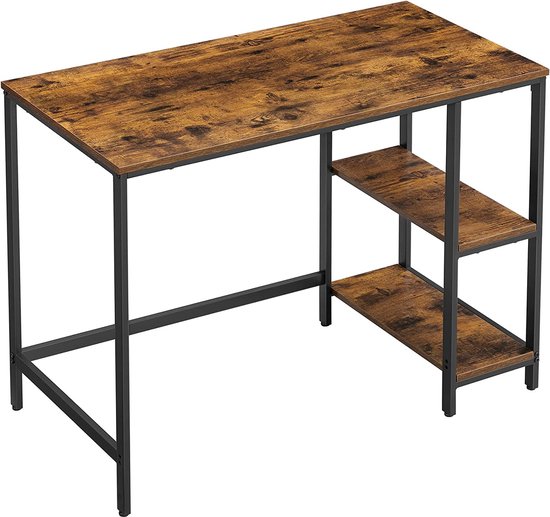 MIRA Home - Bureau - Computertafel - Bruin/Zwart - Hout/Staal - 50 x 100 x 75 cm
