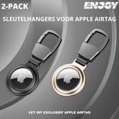 Enjoy Living™ - 2-Pack - Trendy Sleutelhangers geschikt voor Apple Air tag - Airtag-sleutelhanger / Airtag hanger / Houder - Met Beschermhoes & Musketonhaak - Zwart & Goud