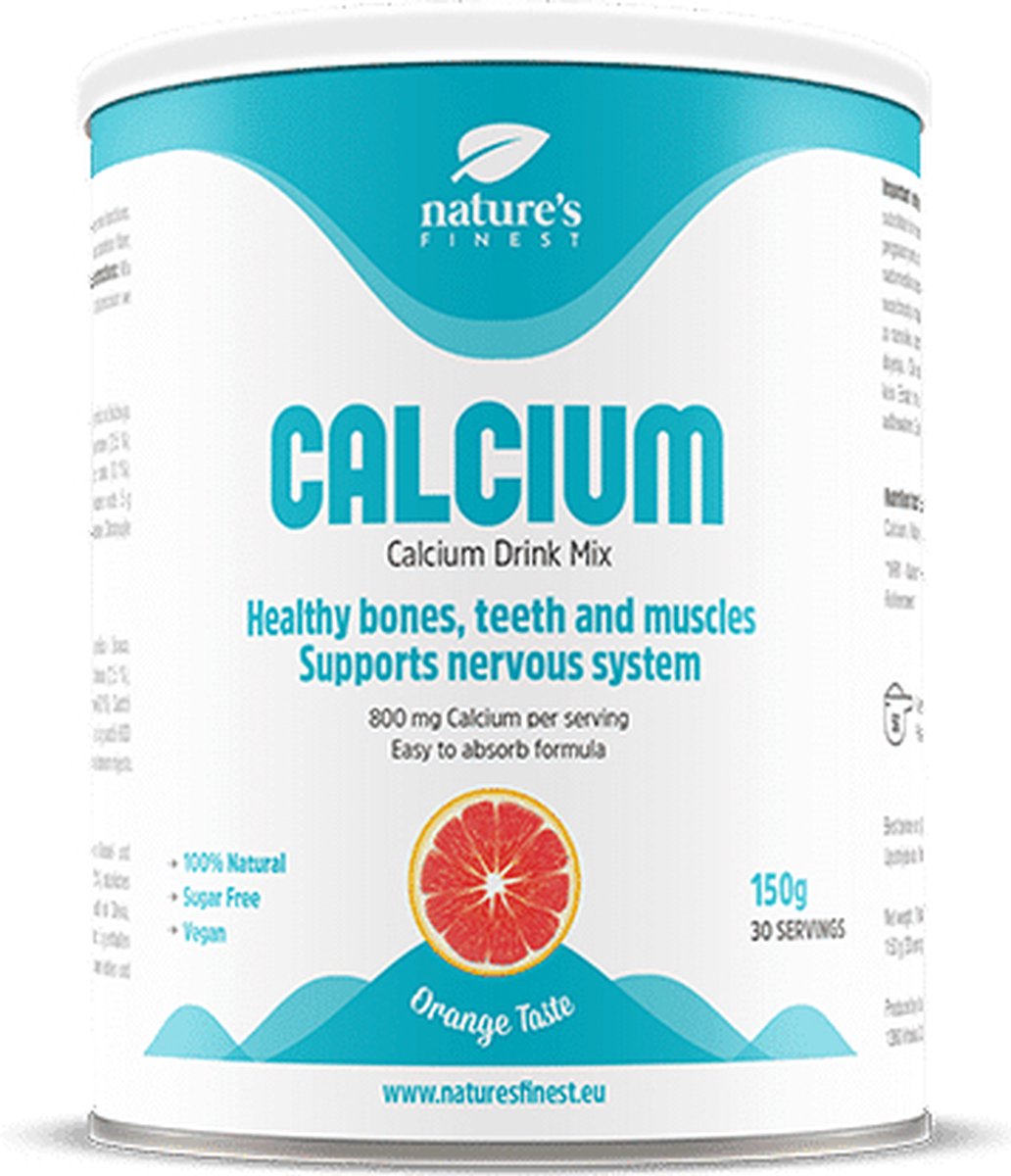 Goedkoopste Nature's Finest Calcium Drank Mix 150 g - Volledig natuurlijke hoge absorptie Calciumcitraat poeder - Geschikt voor Veganisten en Vegetariërs - Sterke Botten en Tanden - Goede werking spieren, zenuwsysteem en Metabolisme