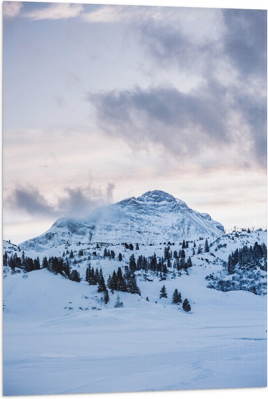 Vlag - Berg vol met Sneeuw - 60x90 cm Foto op Polyester Vlag