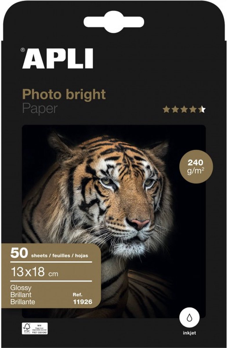 APLI Photo Bright - Fotopapier / Fotokaarten 13 x 18 cm