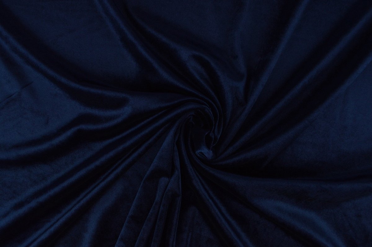35 meter stretch fluweel - Navy - 93% polyester - 7% elastaan
