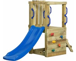 Houten Speeltoestel Irma Small (SwingKing) | Speeltoren met Glijbaan voor Buiten in de Tuin | FSC Hout - Glijbaan Blauw