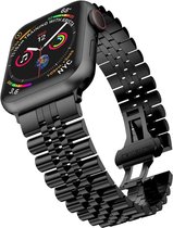 Bandje geschikt voor Apple Watch 42/44MM - Maat One Size - Vouw Sluiting - Horlogebandje - Polsband - Metaal - Zwart