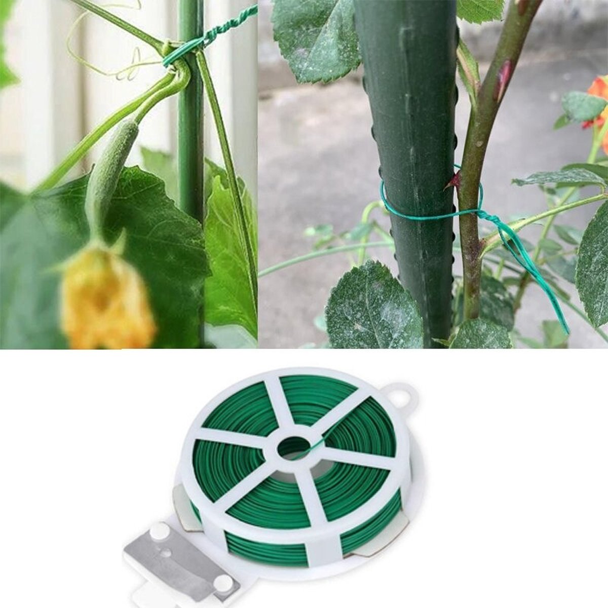 100 m plantenbinddraad met cutter, tuindraad, bloemendraad, bloembinddraad, dunne binddraad voor tuinieren, huis, plantenondersteuning, doe-het-zelf knutselprojecten, plantendraad