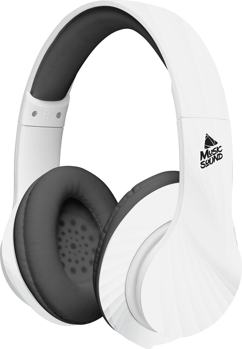 Music Sound koptelefoon bluetooth 5.0 - wit - hoofdtelefoon draadloos - on ear koptelefoon -uitstekende geluidskwaliteit - comfortabel - duuzaam