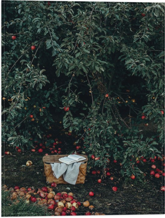WallClassics - Vlag - Mandje voor Appels Plukken - 30x40 cm Foto op Polyester Vlag