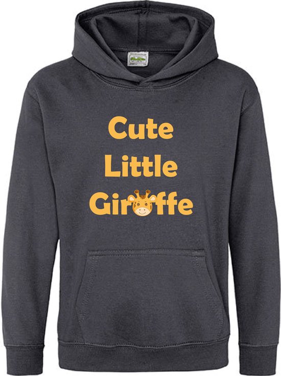 Pixeline Hoodie Cute Little Giraffe grijs 9-11 jaar - Giraffe - Pixeline - Trui - Stoer - Dier - Kinderkleding - Hoodie - Dierenprint - Animal - Kleding