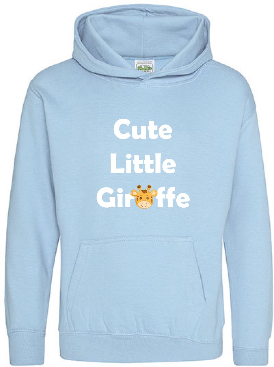 Pixeline Hoodie Cute Little Giraffe sky blue 5-6 jaar - Giraffe - Pixeline - Trui - Stoer - Dier - Kinderkleding - Hoodie - Dierenprint - Animal - Kleding