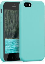 kwmobile telefoonhoesje geschikt voor Apple iPhone SE (1.Gen 2016) / iPhone 5 / iPhone 5S - Hoesje met siliconen coating - Smartphone case in mintgroen