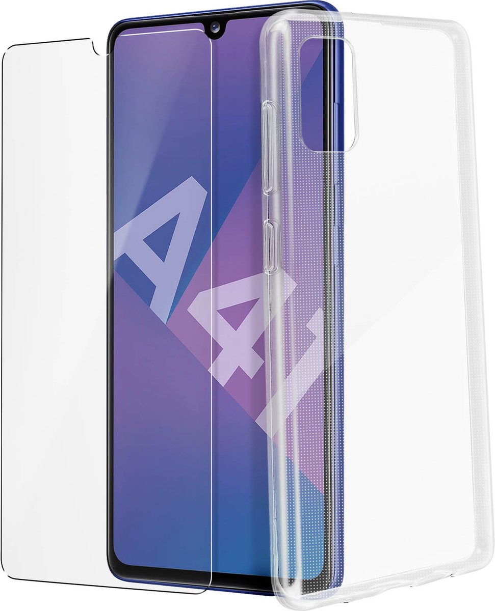 Geschikt voor Samsung Galaxy A41-hoesje soepel siliconen gehard glas 9H transparant