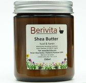 Shea Butter Puur 250ml Glazen Pot - Huid en Haar Butter - Ongeraffineerde en Onbewerkte Sheabutter - Bruin Glazen Pot met Aluminium Dop