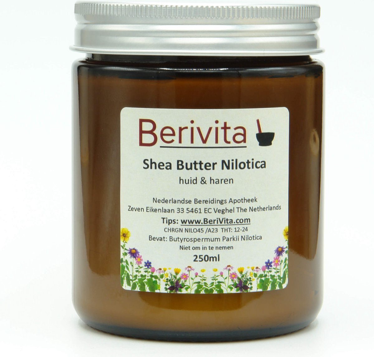 Goedkoopste Nilotica Shea Butter 250ml Glazen Pot - Huid en Haar - Ongeraffineerde en Onbewerkte Sheabutter Nilotica - Bruinglazen Pot met Aluminium Schroefdeksel