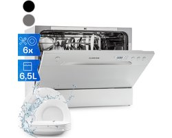 Klarstein Vaatwasser mini- voor 6 couverts, stille UV-vaatwasser, compact met 6 wasprogramma's, kleine tafelvaatwasser voor thuis, kantoor, camping, mini-vaatwasser met wateraansluiting - Vaatwasmachine - 6 Maatgedekken 45 cm 1380W - AquaStop Inbouw