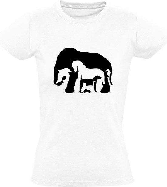 Dieren ilusie Dames T-shirt | gezichtsbedrog | rat | kat | hond | paard |  dolfijn |... | bol