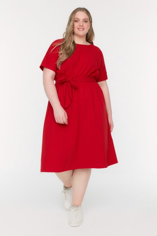 Trendyol Femme Standard Sleeve Round Neck A-line Plus Size Dress