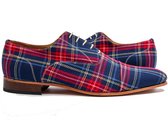 VanPalmen Nette schoenen - Schotse Ruit blauw - maat 43,5 - kleurrijke herenschoenen met print