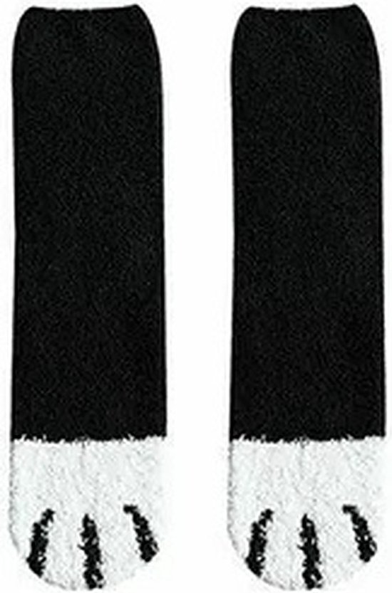 Chaussettes d'hiver chaudes - pattes de chat - éponge 35-45 noir