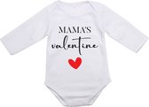 Baby Rompertje Mama Valentijn  - Lange Mouw - Maat L 74/80 6-12 maanden - Cadeautje voor Hem - Cadeautje voor Haar - Valentijnsdag