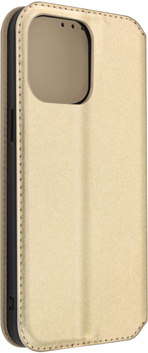 Hoes Geschikt voor Apple iPhone 14 Pro Max klep portefeuille, video standaard goud