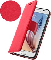 Cover Geschikt voor Samsung Galaxy S6 Flip Wallet Stand Video rode