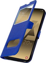 Geschikt voor Samsung Galaxy A20e Vensterhoes met Video Support blauw