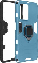 Geschikt voor Oppo Reno 8 Lite 5G Hybride Schokbestendige hoes met ringsteun – Nachtblauw