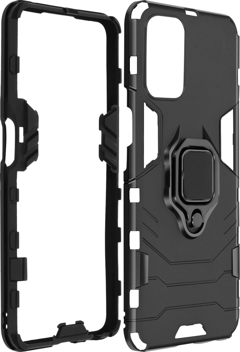 Geschikt voor Oppo A74 5G/A54 5G Hybride Sshokbestendige hoes met ringsteun zwart