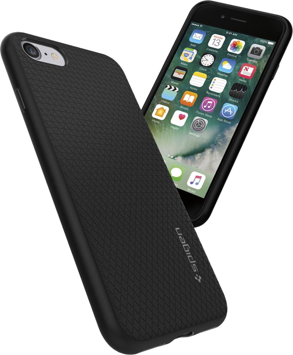 Spigen Liquid Air case geschikt voor iPhone 7 8 SE 2020 SE 2022 hoesje - Zwart