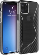 Case Geschikt voor Apple iPhone 11 Pro S Line Brush Effect Carbon Zacht Siliconen Transparant
