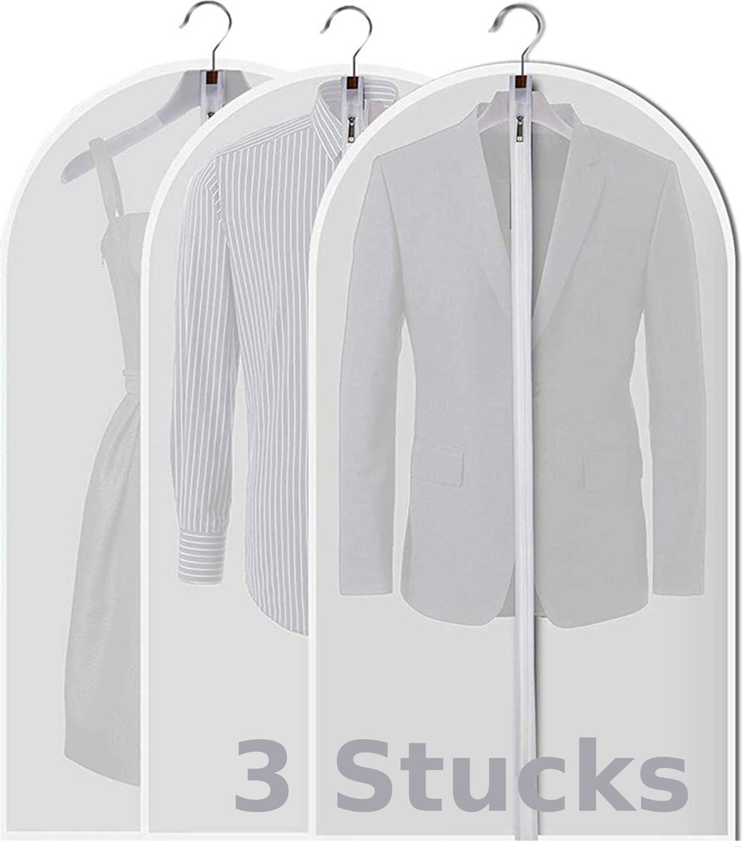 Kledinghoezen, 180 x 60 cm, overtrek voor kleding om op te hangen, opvouwbaar, hoes voor trouwjurk, stofdicht, vochtbestendig, lange kleding, voor kostuums, jassen, avondjurk
