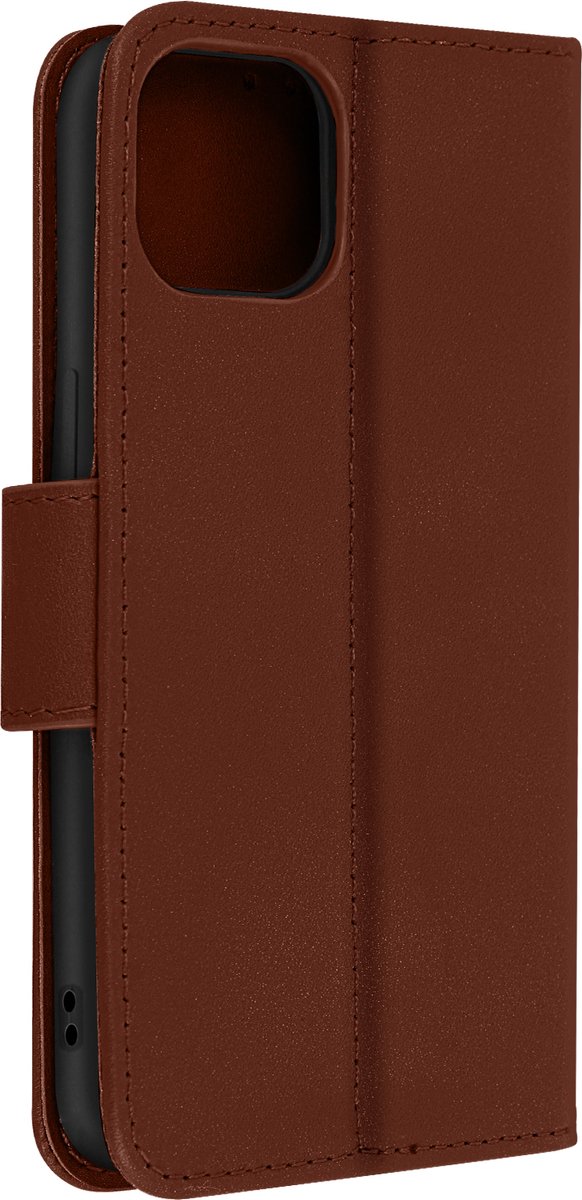 Avizar Housse pour Geschikt voor Apple iPhone 13 Cuir premium Porte-carte Fonction support Vidéo, Bruin