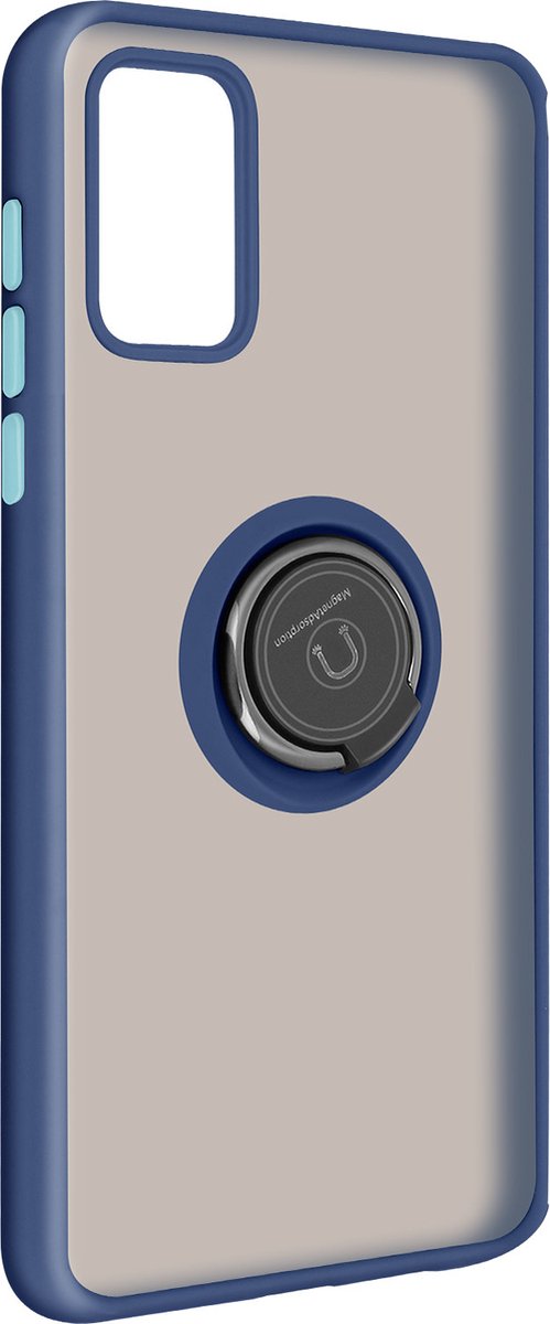 Geschikt voor Samsung Galaxy A02s Bi-materiaal Case Ring Video-Ondersteuning blauw